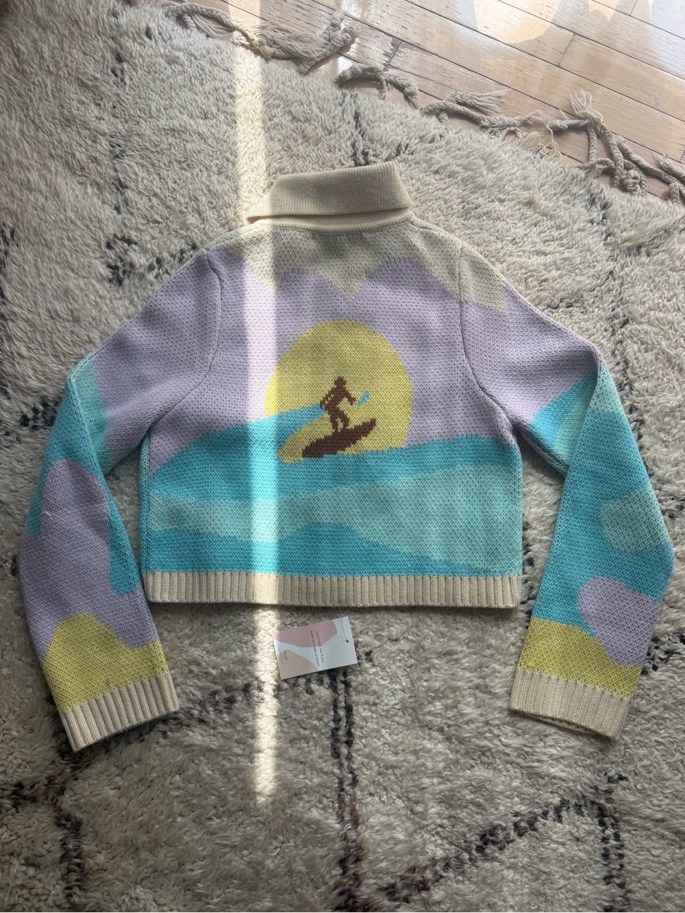 House of Sunny Cream Collared Knit Cardigan Color Block soul surfer cardigan - Picture 2 of 2